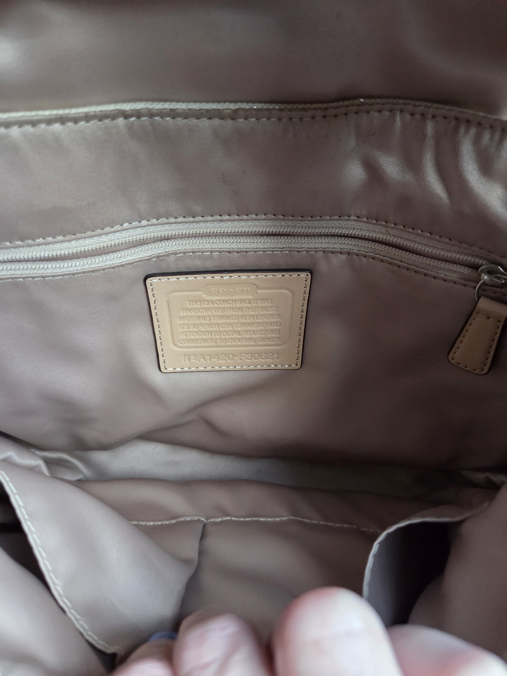COACH Canvas & Leather Trim Crossbody Shoulder Bag — Beige and Brown - Picture 3 of 3